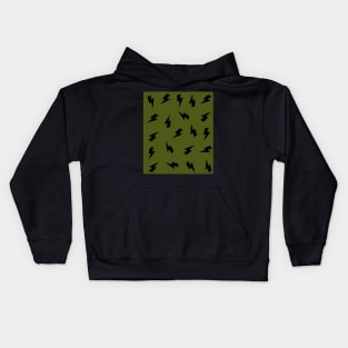 Black Lightning, Thunder, Bolts on Olive Green iPhone Case Kids Hoodie